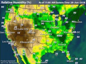 Humidity Map USA for Rite-ON! Coldest temperature