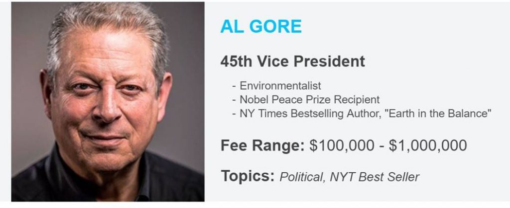 Al Gore's Fee from $100,00