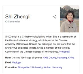 Chinese Virologist and writer Zhengli Shi